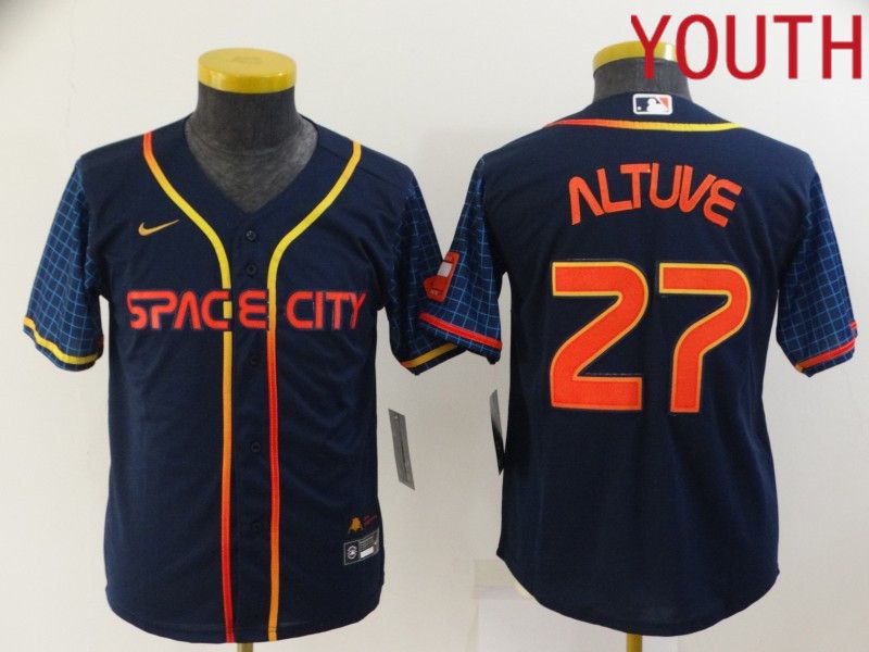 Youth Houston Astros #27 Altuve Blue City Edition Game Nike 2022 MLB Jerseys->customized ncaa jersey->Custom Jersey